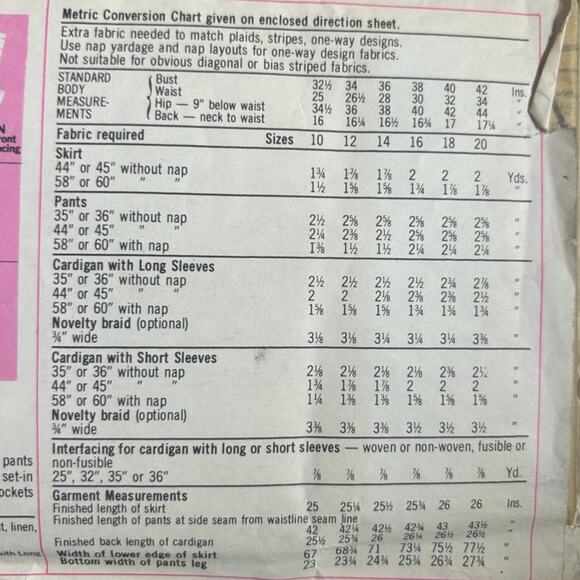 Simplicity 6858 Misses Cardigan, Bias Skirt and Pants Pattern - Size 12; Bust 34 - Picture 4 of 5